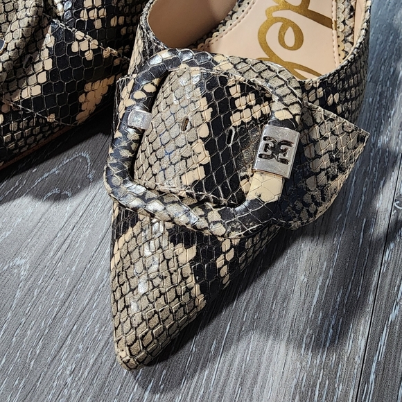 Sam Edelman Women's Snakeskin Mules - Black and Tan Janessa Size 8m - Picture 3 of 10